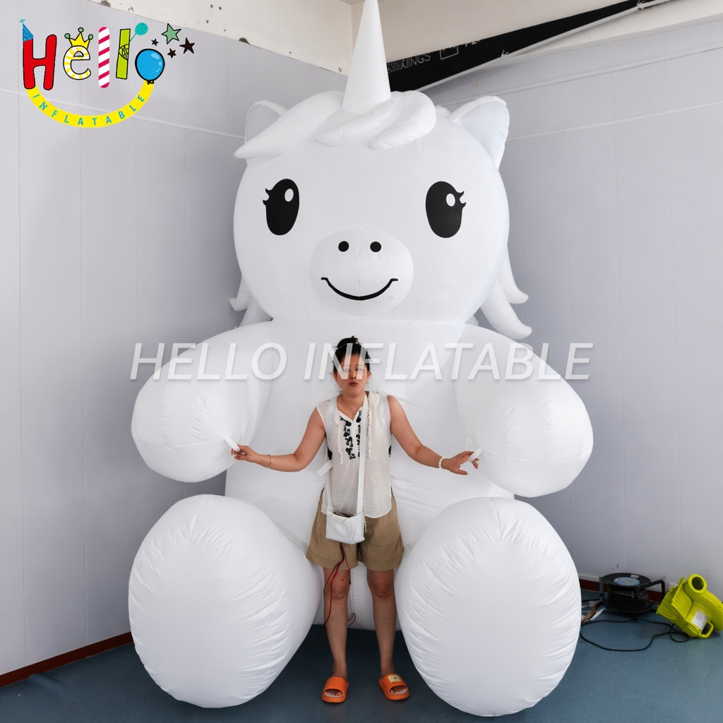 White Cartoon Animal Unicorn Shape Walking Act Blow Up Suit For Adults Parade Event Inflatable Mascot Costume插图 White Cartoon Animal Unicorn Shape Walking Act Blow Up Suit For Adults Parade Event Inflatable Mascot Costume