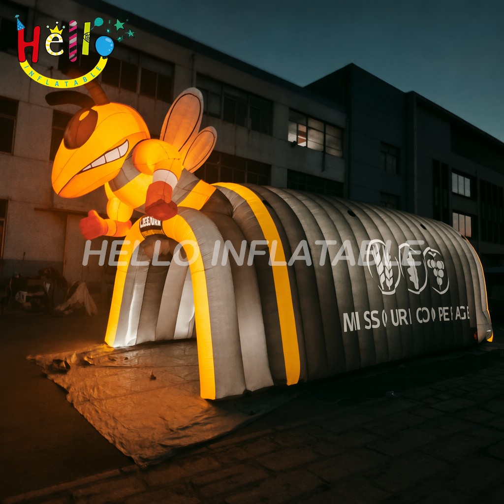 Custom Logo Print LED Lighted Bee Mascot Entrance Archway For Football Basketball School Games Inflatable Sports Tunnels插图3 Custom Logo Print LED Lighted Bee Mascot Entrance Archway For Football Basketball School Games Inflatable Sports Tunnels