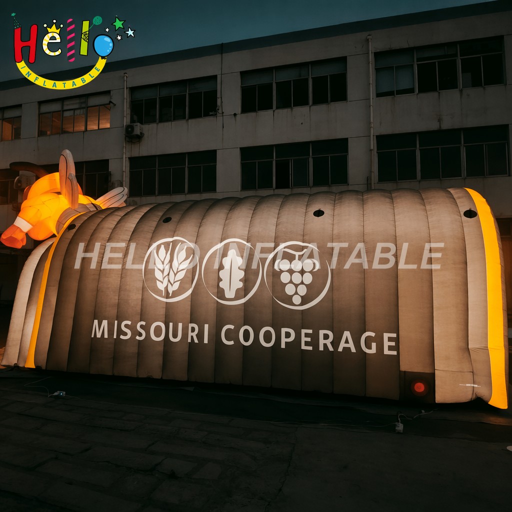 Custom Logo Print LED Lighted Bee Mascot Entrance Archway For Football Basketball School Games Inflatable Sports Tunnels
