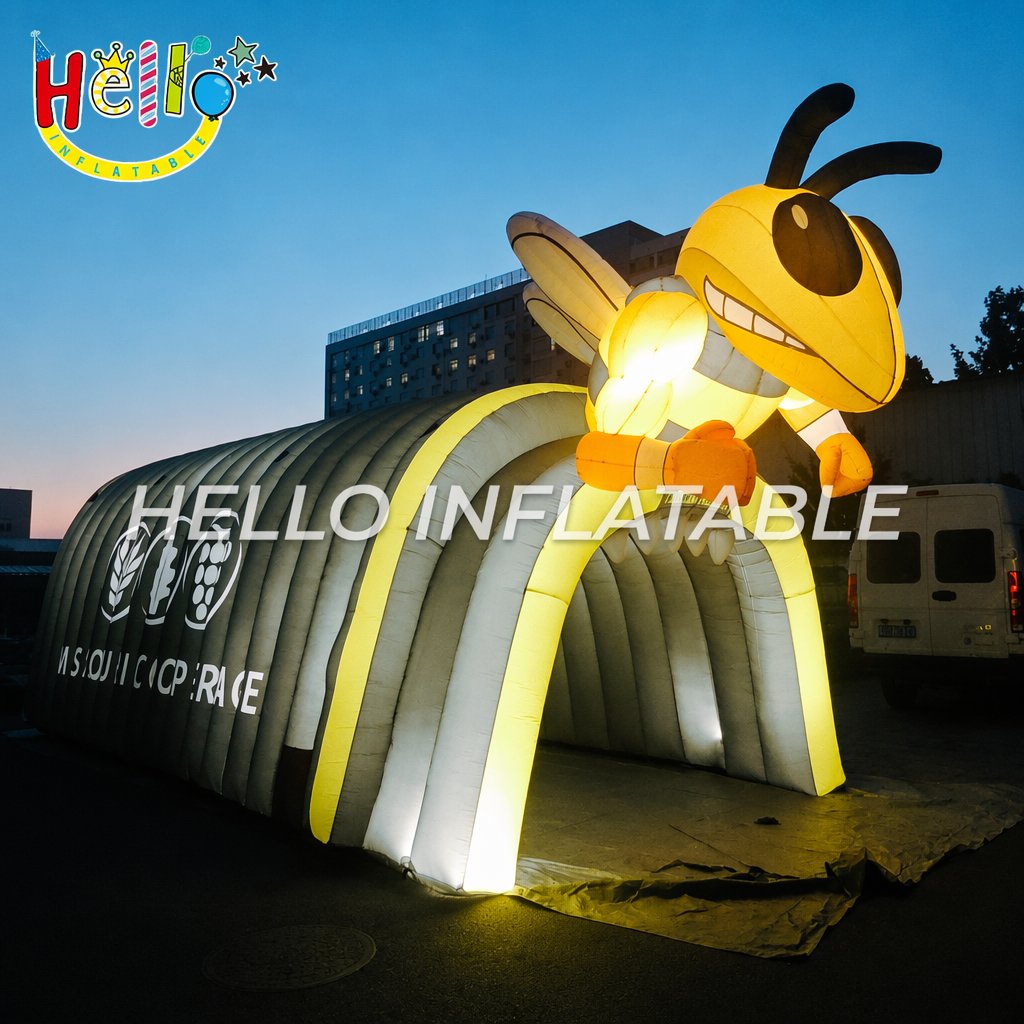 Custom Logo Print LED Lighted Bee Mascot Entrance Archway For Football Basketball School Games Inflatable Sports Tunnels插图2 Custom Logo Print LED Lighted Bee Mascot Entrance Archway For Football Basketball School Games Inflatable Sports Tunnels