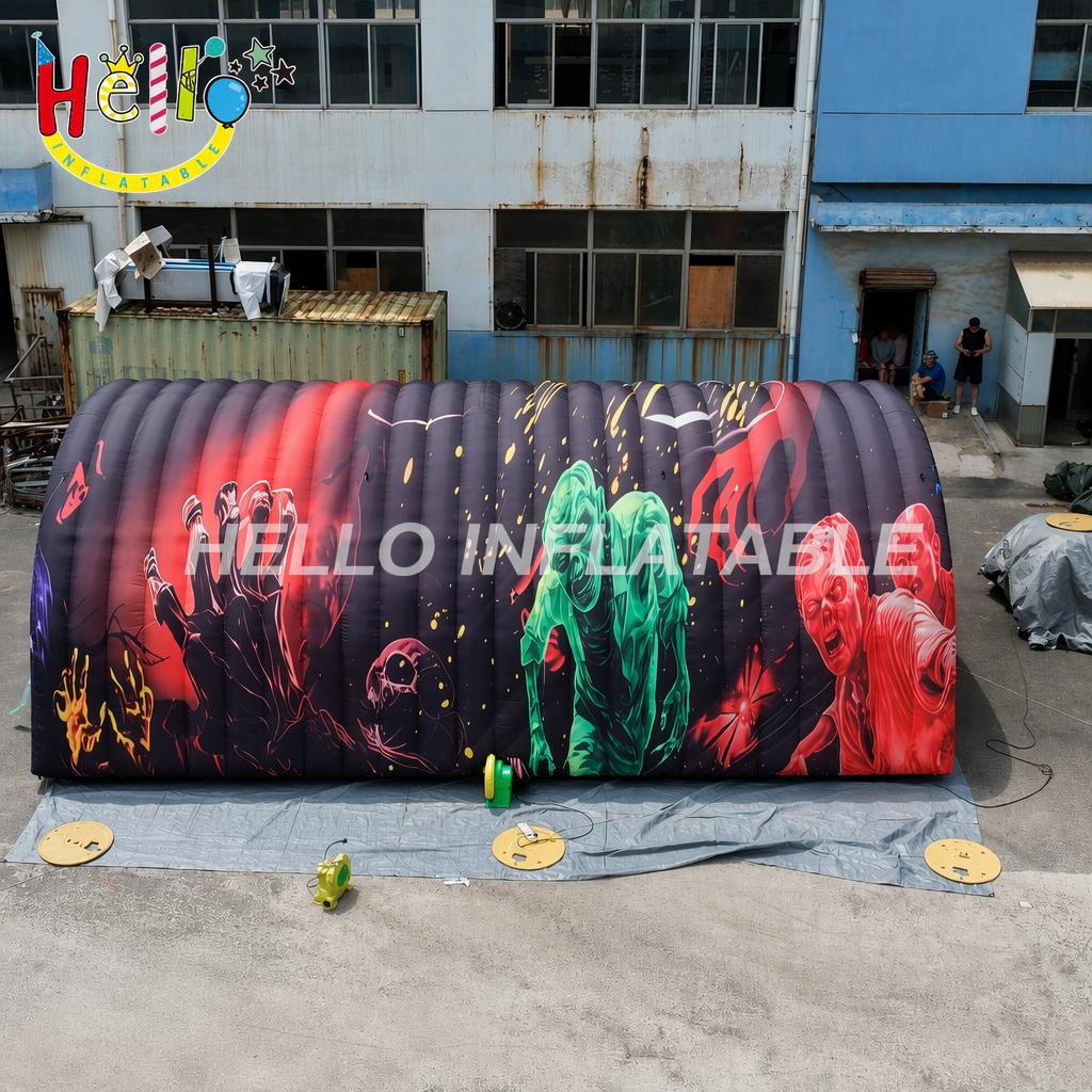 Giant Custom Full Graphic Printed Dome with Colorful Fringe Entrance for Music Festival Party Inflatable Event Tent