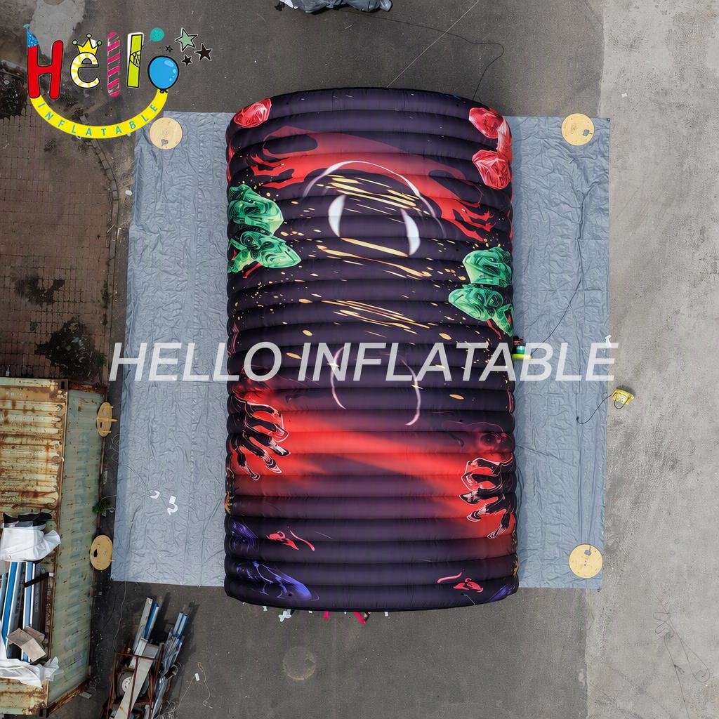 Giant Custom Full Graphic Printed Dome with Colorful Fringe Entrance for Music Festival Party Inflatable Event Tent