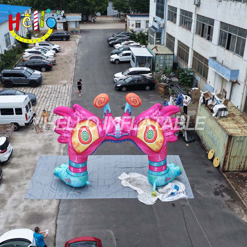 Giant Custom Inflatable Psychedelic Monster Archway, Large Colorful Cartoon Alien Entrance for Music Festival and Event Decoration