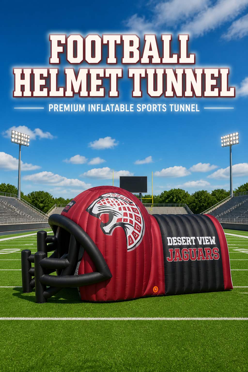Giant Inflatable Football Helmet Tunnel Combo with Jaguar Logo for School Team Game Day Outdoor Decoration插图 Giant Inflatable Football Helmet Tunnel Combo with Jaguar Logo for School Team Game Day Outdoor Decoration