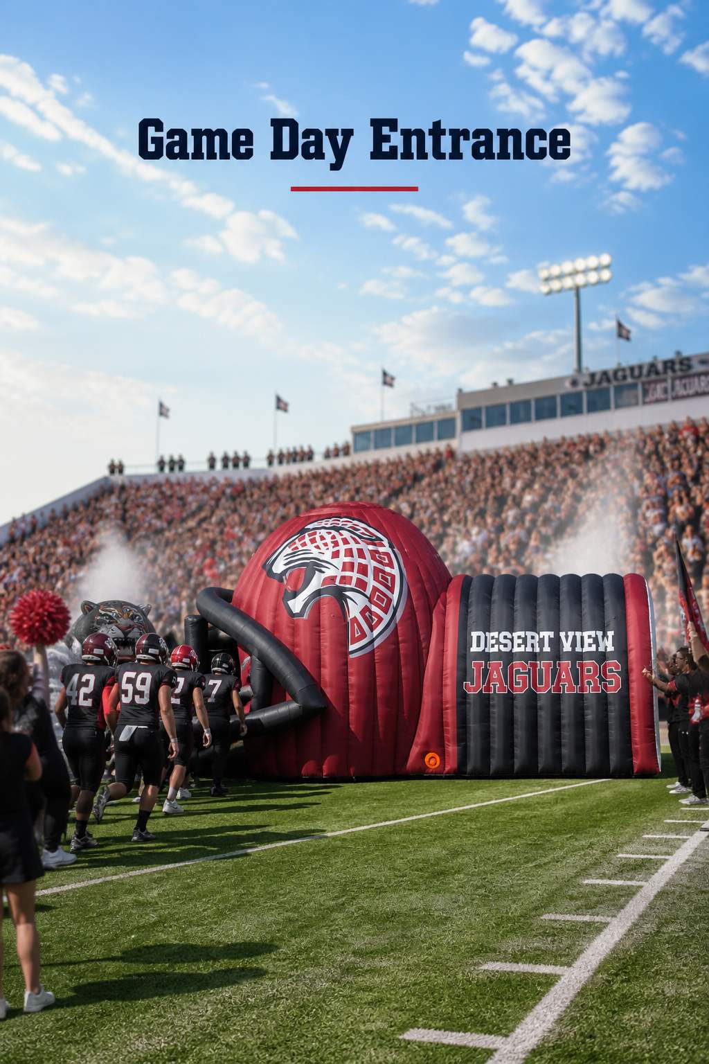 Giant Inflatable Football Helmet Tunnel Combo with Jaguar Logo for School Team Game Day Outdoor Decoration插图1 Giant Inflatable Football Helmet Tunnel Combo with Jaguar Logo for School Team Game Day Outdoor Decoration