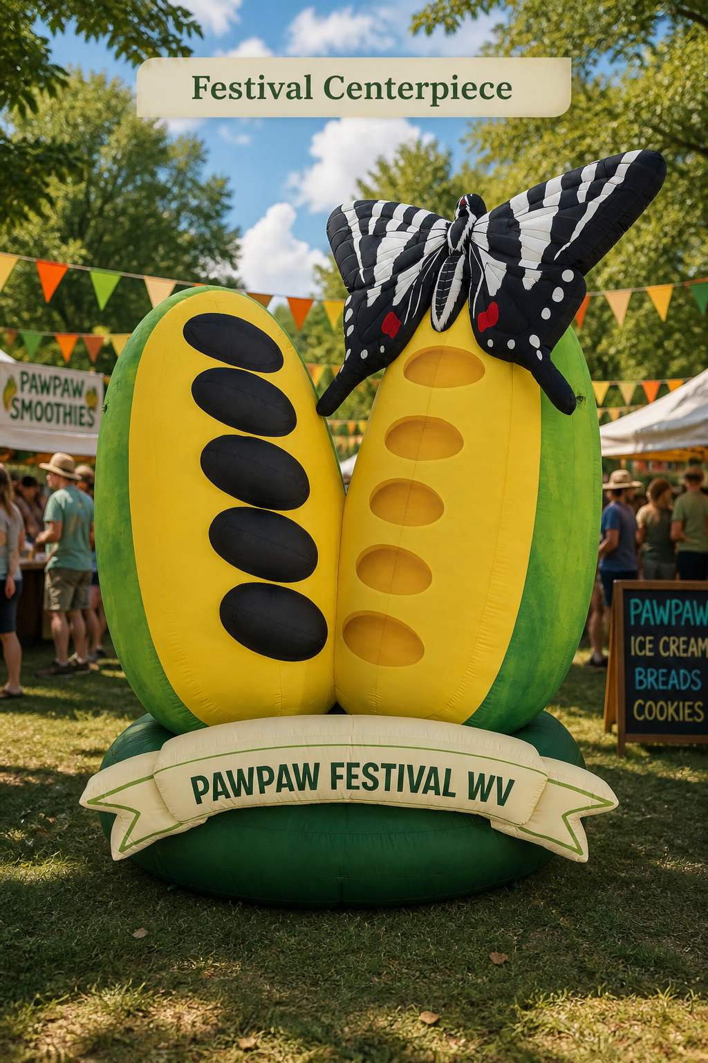 Giant Custom Pawpaw Fruit Inflatable Model with Sliced Interior Seeds for Outdoor Festival Decoration Display插图1 Giant Custom Pawpaw Fruit Inflatable Model with Sliced Interior Seeds for Outdoor Festival Decoration Display