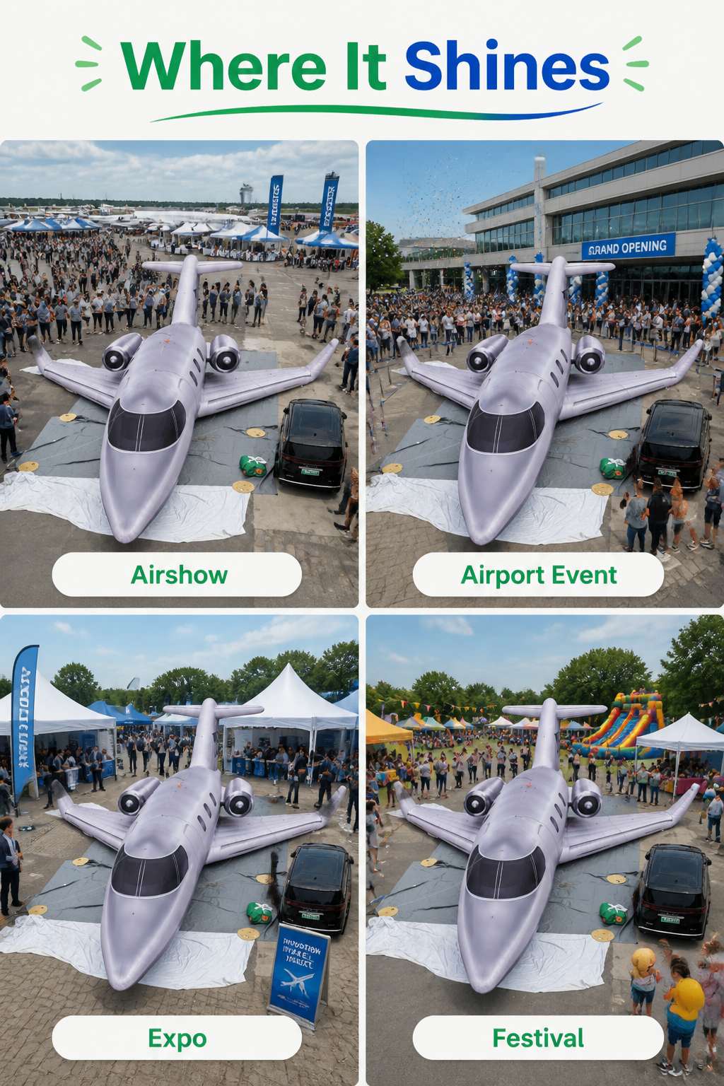 Commercial Grade Custom Logo Inflatable Aircraft Replica for Luxury Brand Activation Aviation Expo Grand Opening插图2 Commercial Grade Custom Logo Inflatable Aircraft Replica for Luxury Brand Activation Aviation Expo Grand Opening