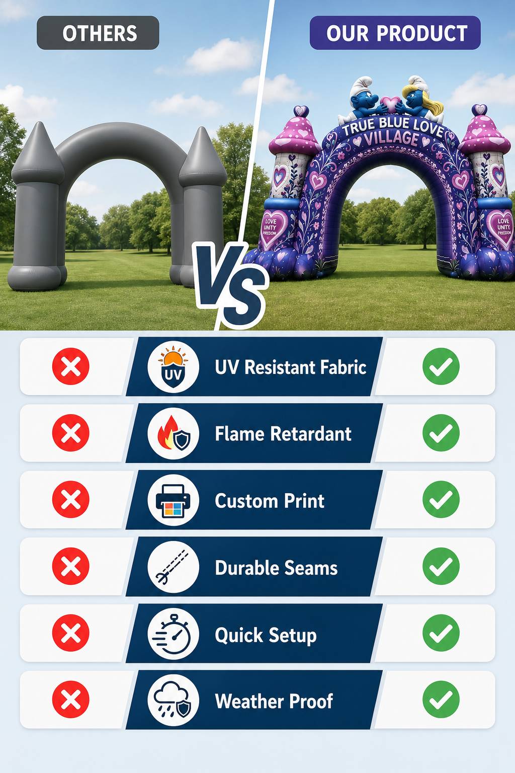 Commercial Grade Custom Print Inflatable Arch with Heart Motif for Valentine Theme Park Brand Activation