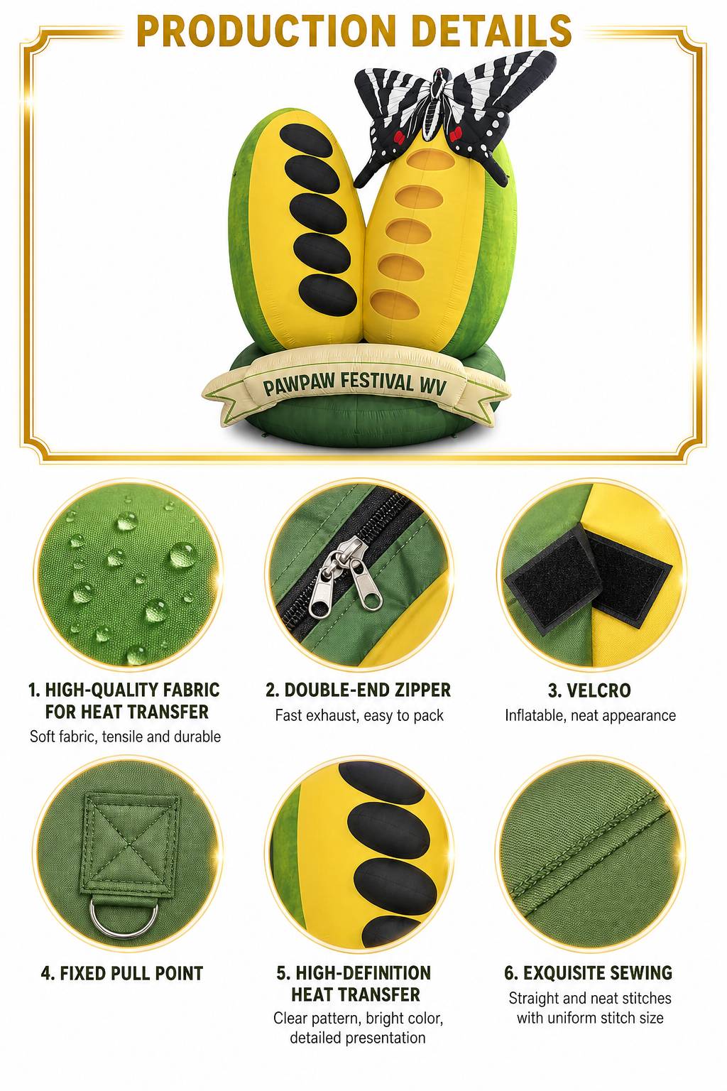 Giant Custom Pawpaw Fruit Inflatable Model with Sliced Interior Seeds for Outdoor Festival Decoration Display插图7 Giant Custom Pawpaw Fruit Inflatable Model with Sliced Interior Seeds for Outdoor Festival Decoration Display