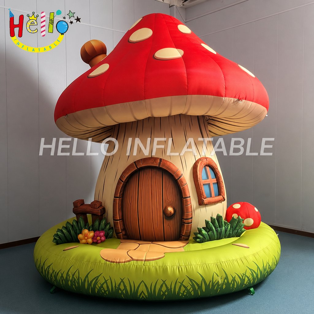 Outdoor Durable Huge Mushroom Cottage Inflatable with Colorful Flowers for Carnival Festival Garden Party Giant Inflatable Decoration