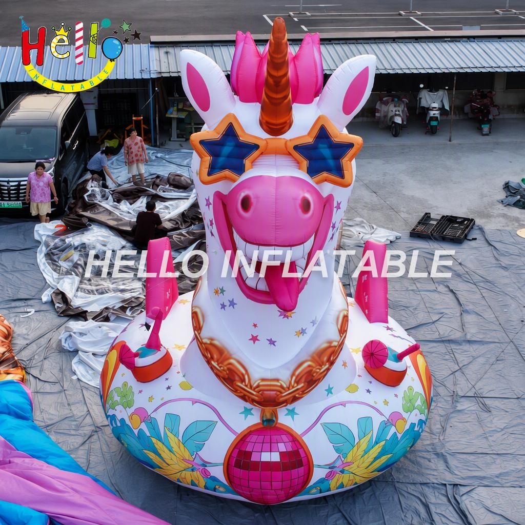 Giant Novelty Unicorn Duck Hybrid Inflatable with Star Sunglasses Disco Ball Necklace for Pool Party Summer Event Advertising Inflatables