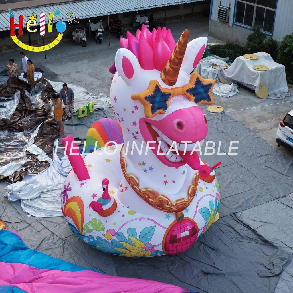 Giant Novelty Unicorn Duck Hybrid Inflatable with Star Sunglasses Disco Ball Necklace for Pool Party Summer Event Advertising Inflatables