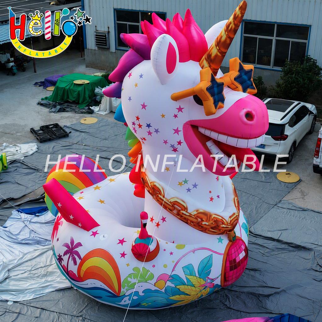Giant Novelty Unicorn Duck Hybrid Inflatable with Star Sunglasses Disco Ball Necklace for Pool Party Summer Event Advertising Inflatables