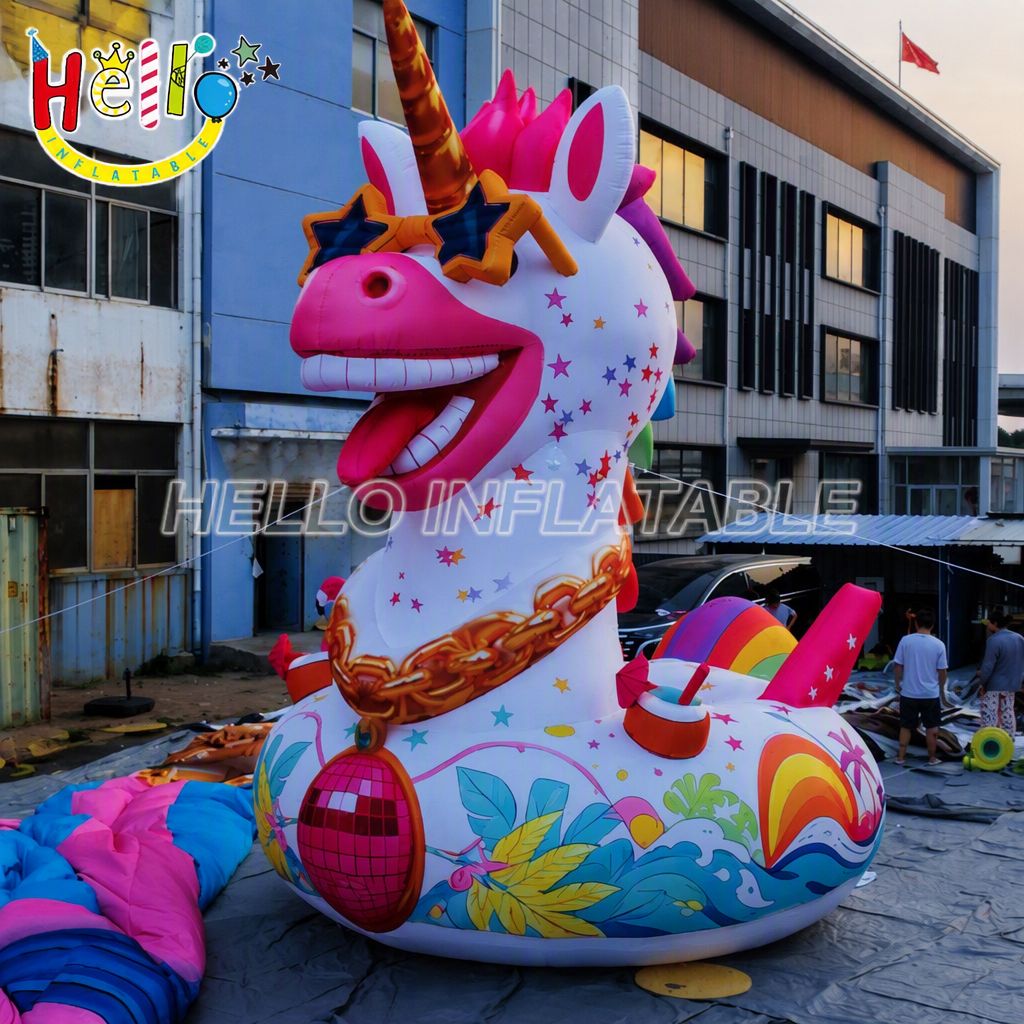 Giant Novelty Unicorn Duck Hybrid Inflatable with Star Sunglasses Disco Ball Necklace for Pool Party Summer Event Advertising Inflatables