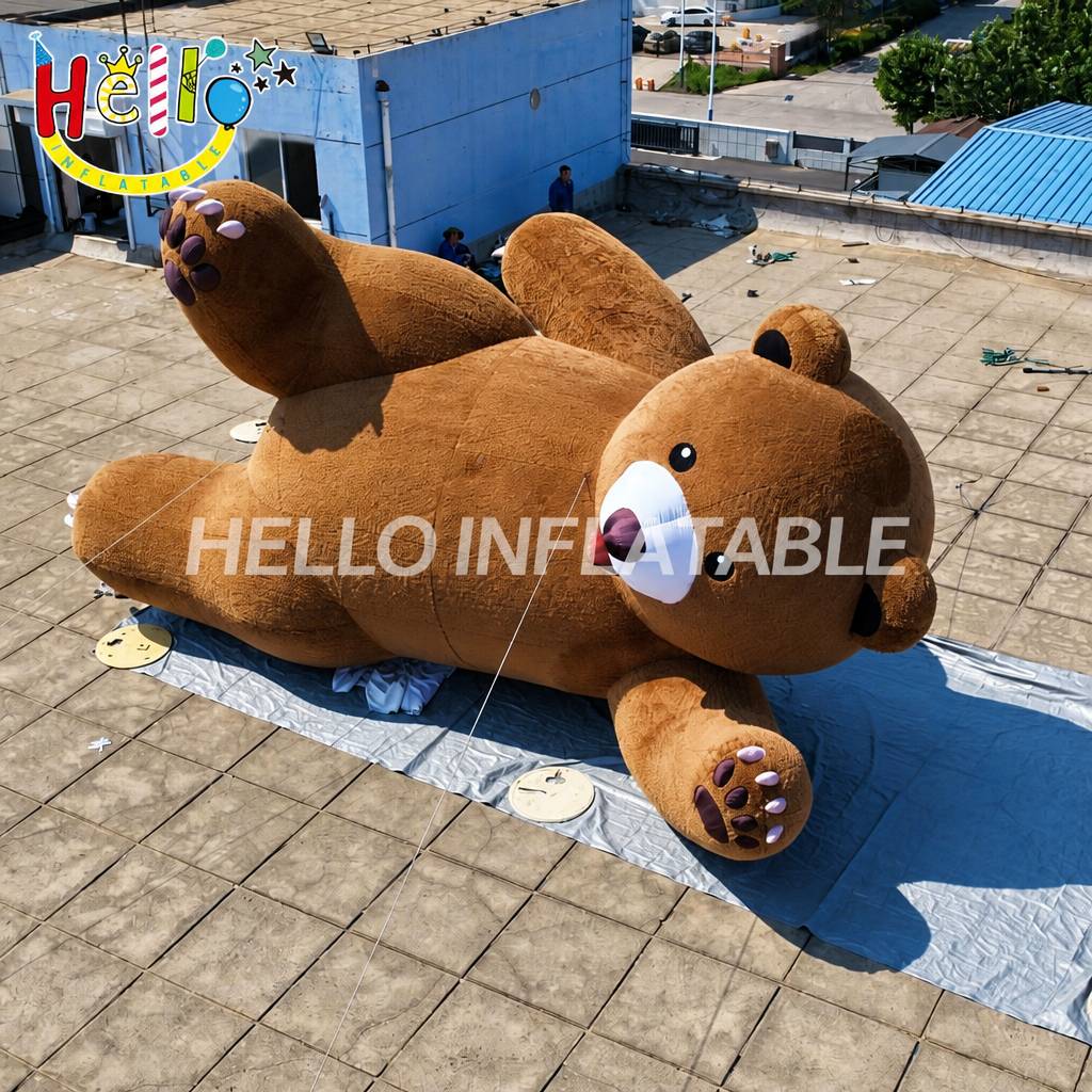 Giant Plush Teddy Bear Inflatable with White Snout for Building Rooftop Advertising Display Branding Advertising Inflatables