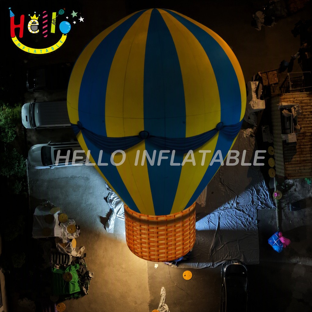 Giant Pink Blue Striped Hot Air Balloon Inflatable with Wicker Basket for Grand Opening Shopping Mall Outdoor Advertising Inflatables插图1 Giant Pink Blue Striped Hot Air Balloon Inflatable with Wicker Basket for Grand Opening Shopping Mall Outdoor Advertising Inflatables