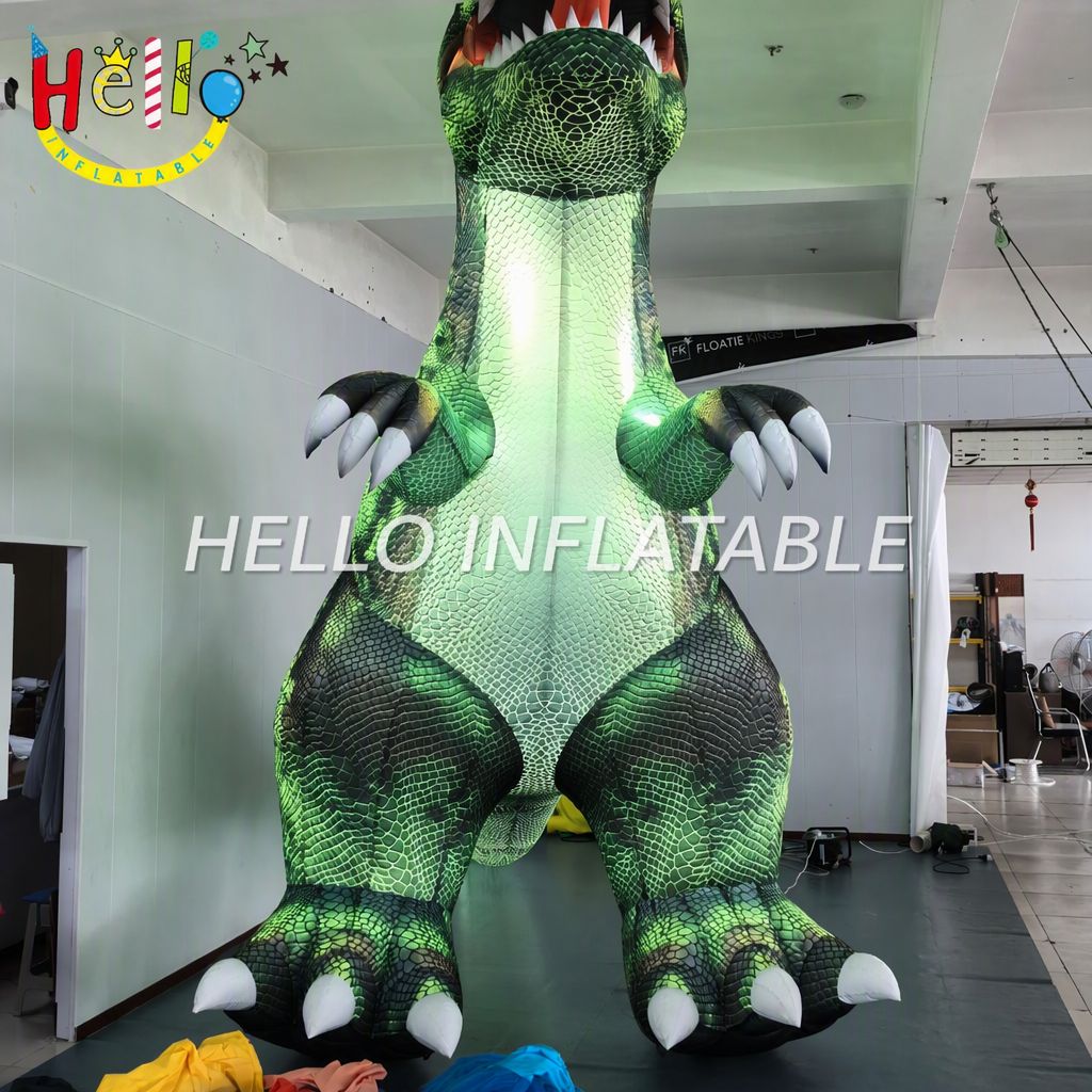 Large Scale Illuminated T-Rex Prehistoric Animal Figure with Hexagon Scales for Theme Park Jurassic Attraction Inflatable Animal