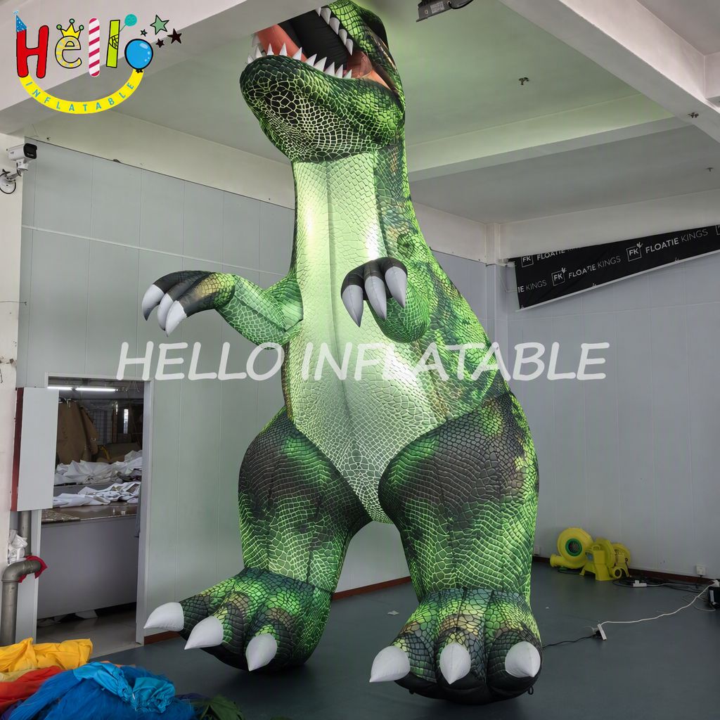 Large Scale Illuminated T-Rex Prehistoric Animal Figure with Hexagon Scales for Theme Park Jurassic Attraction Inflatable Animal