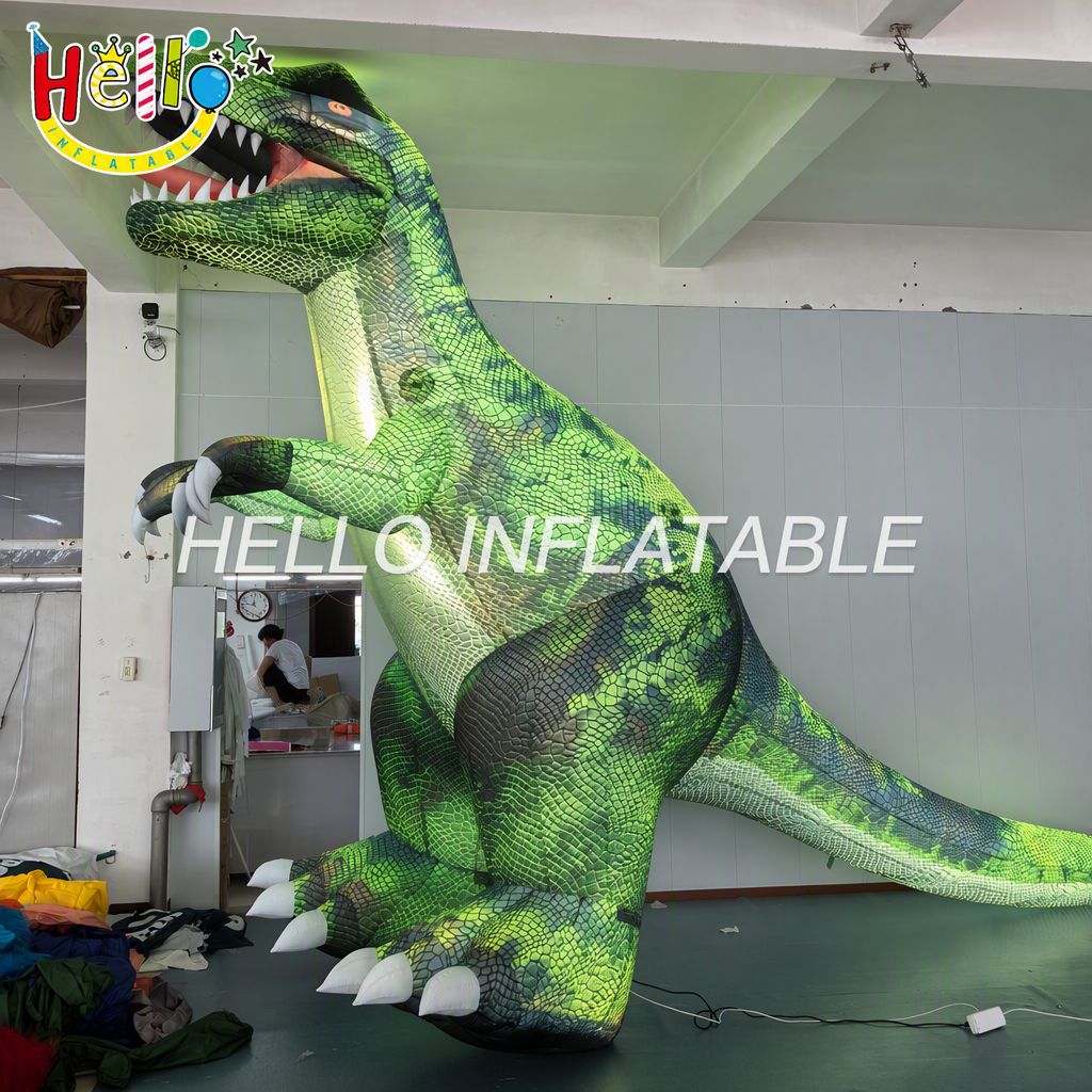 Large Scale Illuminated T-Rex Prehistoric Animal Figure with Hexagon Scales for Theme Park Jurassic Attraction Inflatable Animal