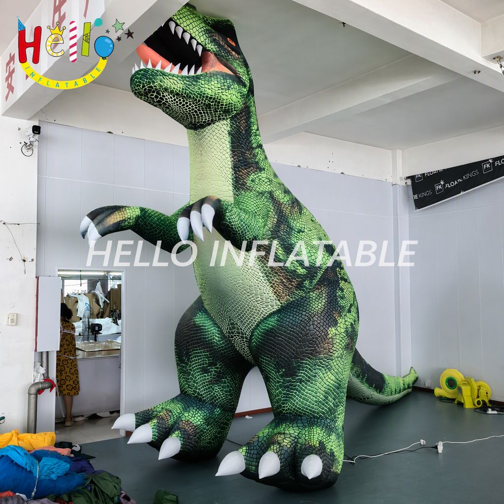 Large Scale Illuminated T-Rex Prehistoric Animal Figure with Hexagon Scales for Theme Park Jurassic Attraction Inflatable Animal