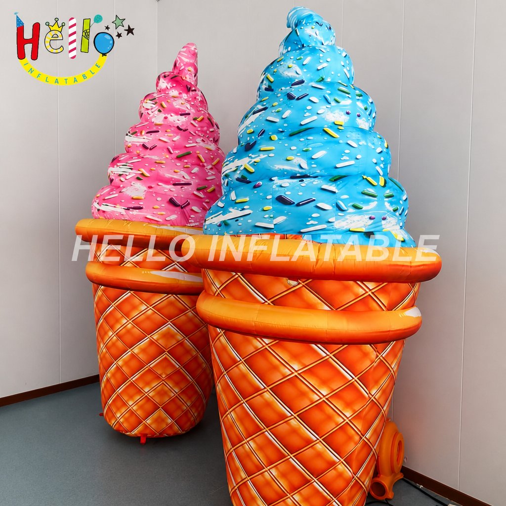 Giant Pink Blue Soft Serve Ice Cream Cone Inflatable Set with Sprinkles Waffle Cone for Dessert Shop Grand Opening Advertising Inflatables插图2 Giant Pink Blue Soft Serve Ice Cream Cone Inflatable Set with Sprinkles Waffle Cone for Dessert Shop Grand Opening Advertising Inflatables