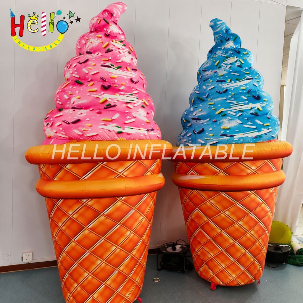 Giant Pink Blue Soft Serve Ice Cream Cone Inflatable Set with Sprinkles Waffle Cone for Dessert Shop Grand Opening Advertising Inflatables插图1 Giant Pink Blue Soft Serve Ice Cream Cone Inflatable Set with Sprinkles Waffle Cone for Dessert Shop Grand Opening Advertising Inflatables
