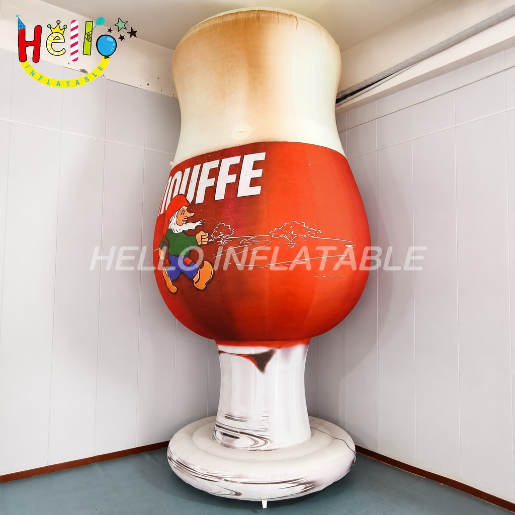 Giant Belgian Beer Glass Inflatable with Gnome Mascot Red Body for Craft Brewery Brand Promotion Display Advertising Inflatables