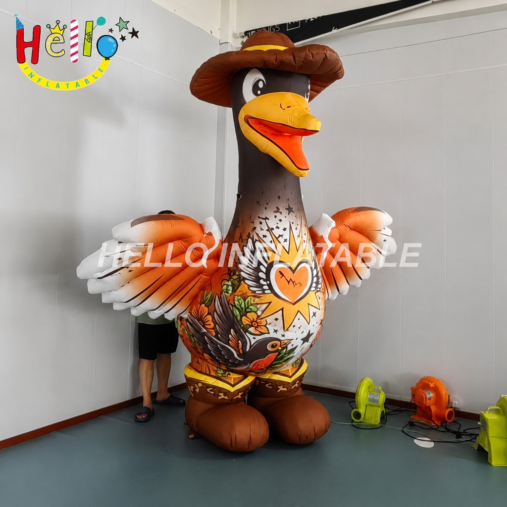 Customized 3D Bird Character Inflatable Model with Trad Tattoo Graphics for Brand Streetwear Campaign Custom Inflatable Model