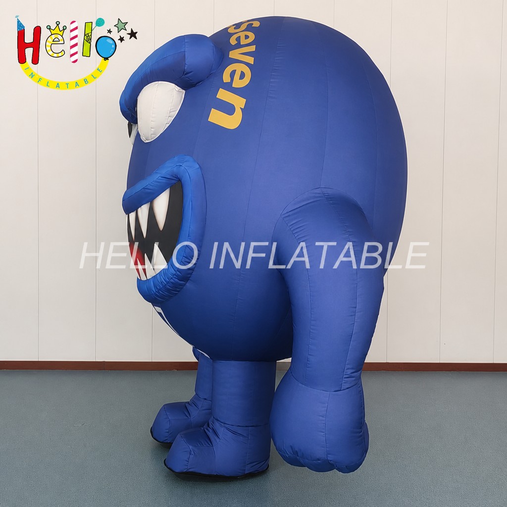 Custom Logo Wearable Blue Mascot Costume with Angry Expression for Brand Promotion Radio Station Event Greeting Inflatable Mascot Costume