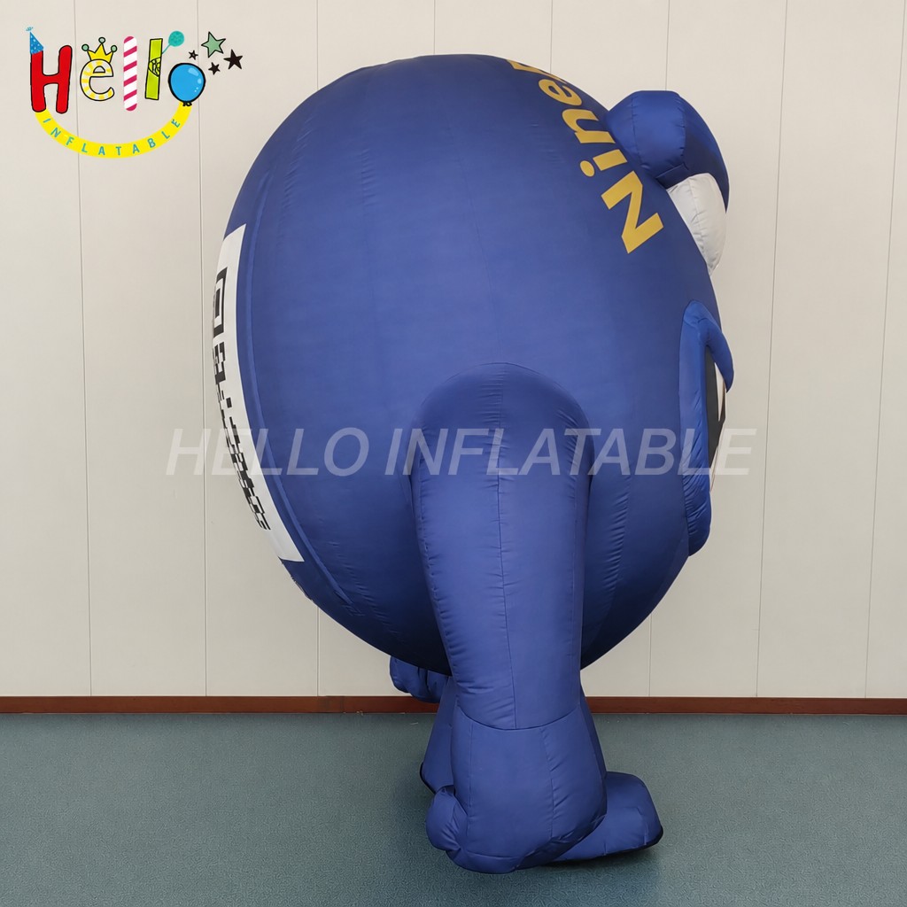 Custom Logo Wearable Blue Mascot Costume with Angry Expression for Brand Promotion Radio Station Event Greeting Inflatable Mascot Costume
