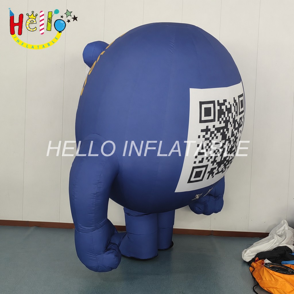Custom Logo Wearable Blue Mascot Costume with Angry Expression for Brand Promotion Radio Station Event Greeting Inflatable Mascot Costume