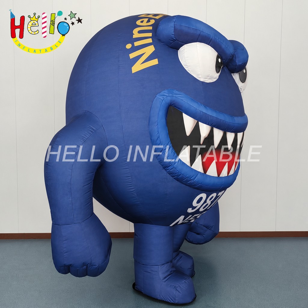 Custom Logo Wearable Blue Mascot Costume with Angry Expression for Brand Promotion Radio Station Event Greeting Inflatable Mascot Costume