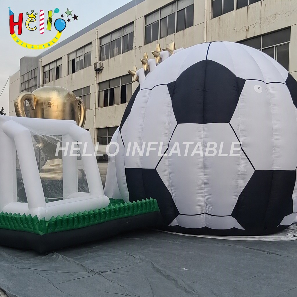 Giant Soccer Ball Dome Inflatable with Golden Trophy for World Cup Fan Zone Sports Bar Viewing Party Event Advertising Inflatables