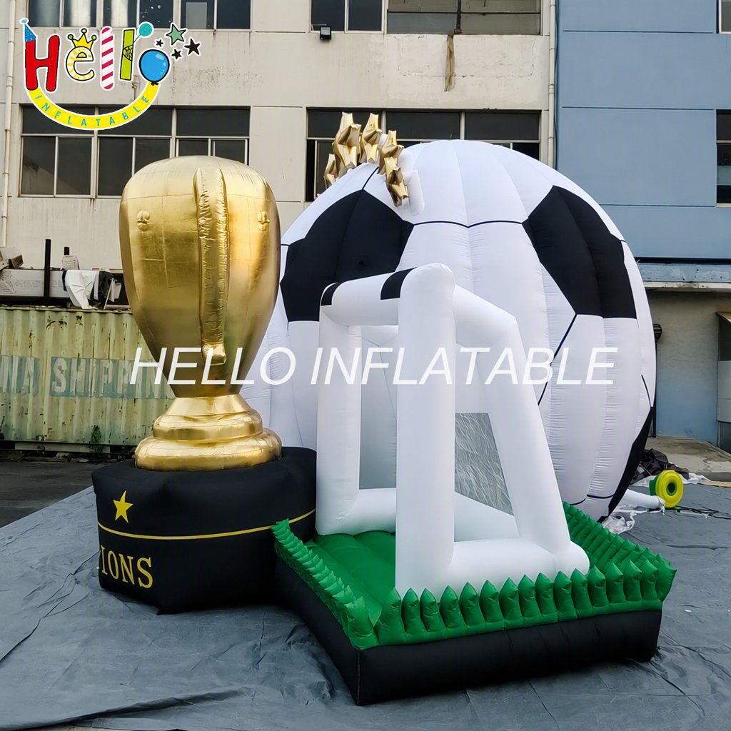 Giant Soccer Ball Dome Inflatable with Golden Trophy for World Cup Fan Zone Sports Bar Viewing Party Event Advertising Inflatables