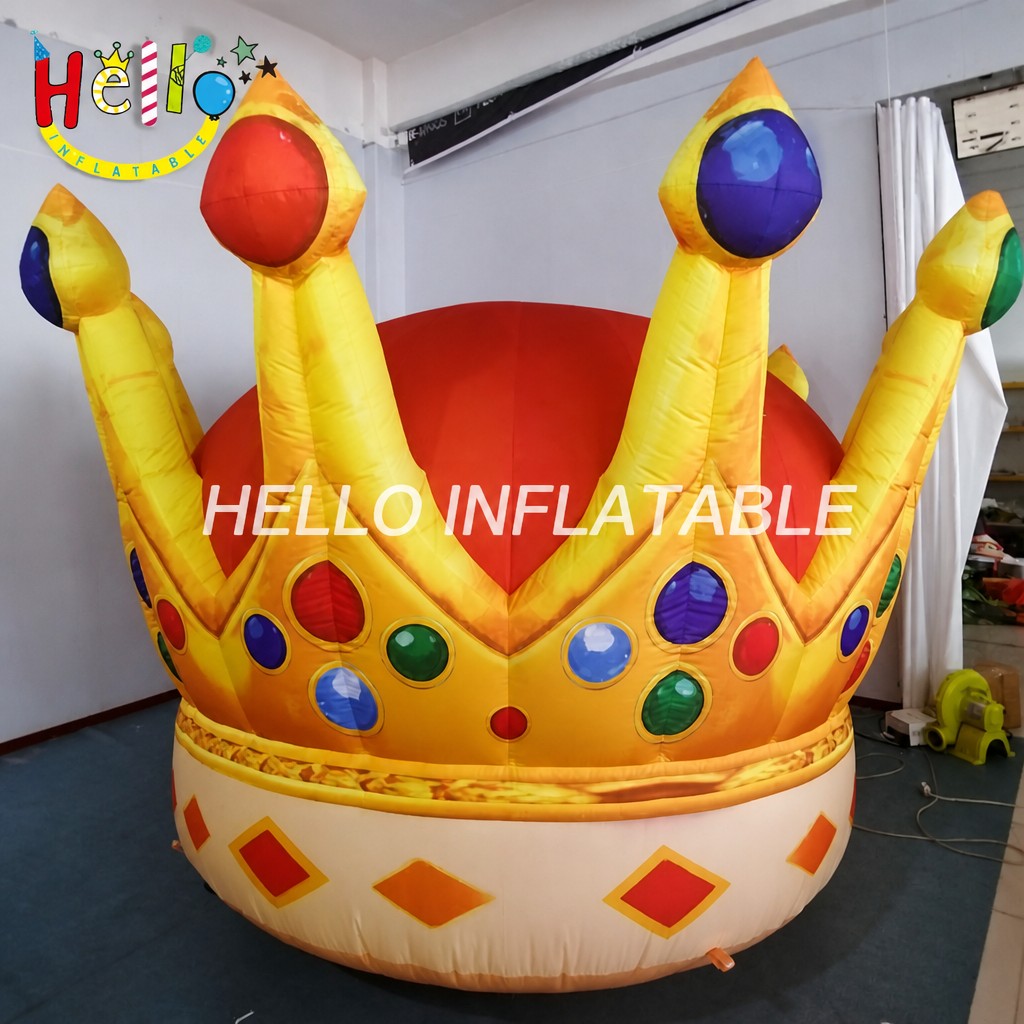 Giant Cartoon Royal Crown Inflatable with Colorful Gem Jewels for Kids Birthday Party King Theme Event Advertising Inflatables