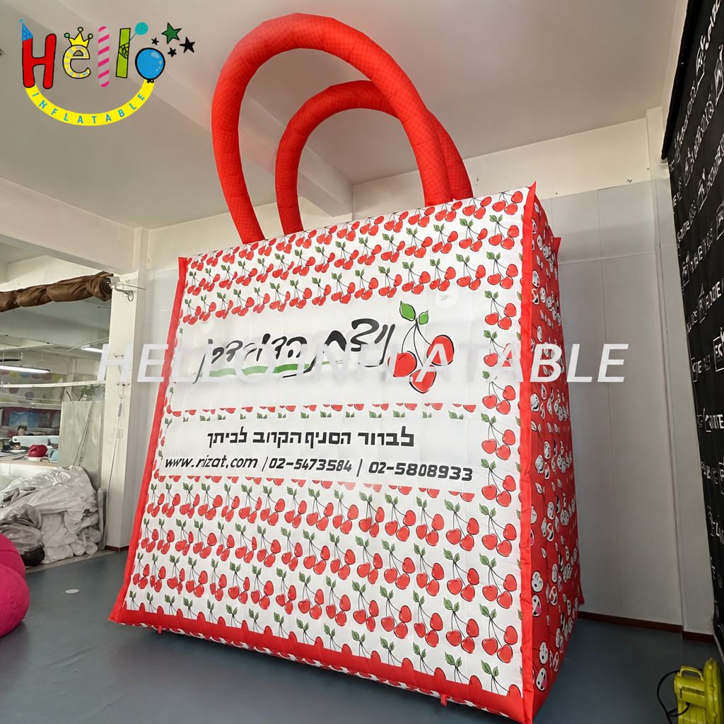 Large Scale Blow Up Tote Bag Model with Brand Text for Supermarket Market Store Opening Celebration Event Giant Inflatable Decoration