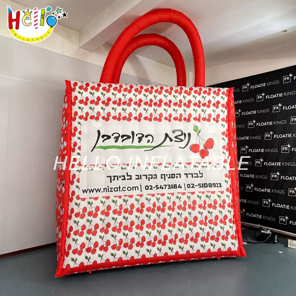 Large Scale Blow Up Tote Bag Model with Brand Text for Supermarket Market Store Opening Celebration Event Giant Inflatable Decoration