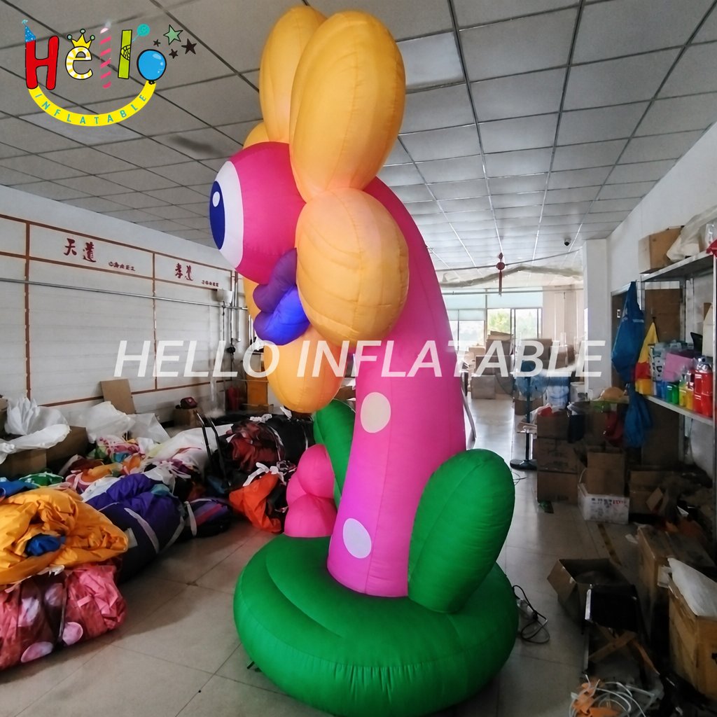 Giant Cartoon Smiley Flower Inflatable with Big Eye Face Polka Dot Stem for Kids Playground Amusement Park Decoration Advertising Inflatables