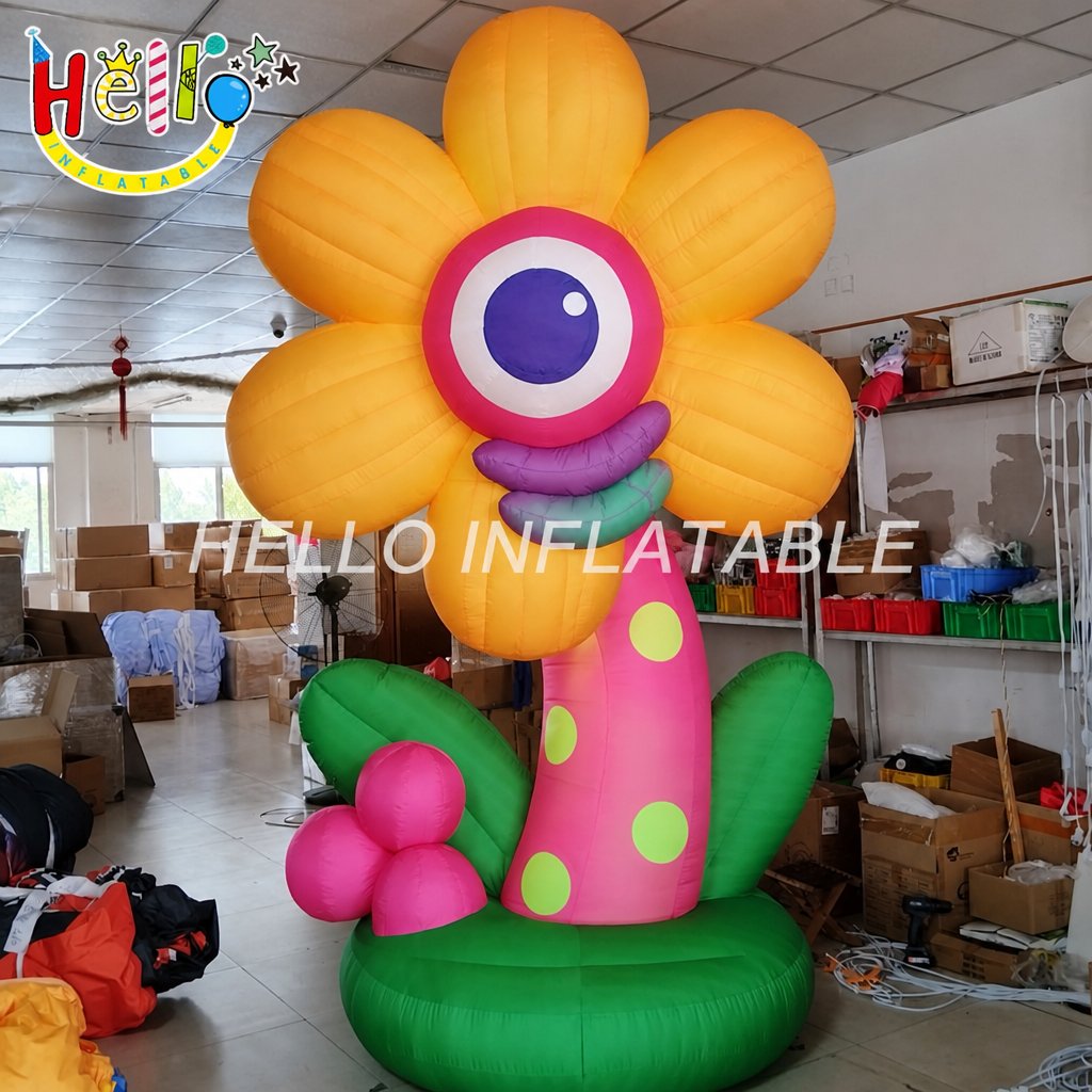 Giant Cartoon Smiley Flower Inflatable with Big Eye Face Polka Dot Stem for Kids Playground Amusement Park Decoration Advertising Inflatables插图 Giant Cartoon Smiley Flower Inflatable with Big Eye Face Polka Dot Stem for Kids Playground Amusement Park Decoration Advertising Inflatables