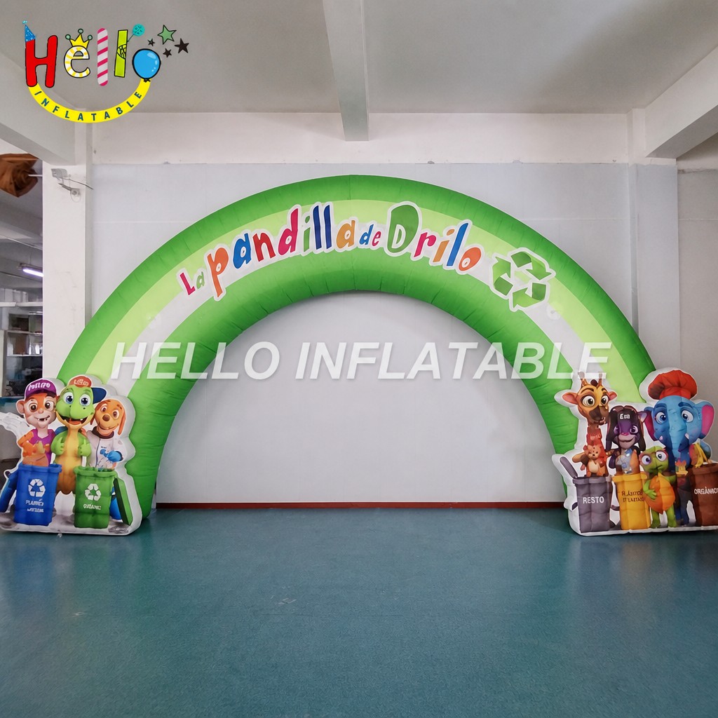 Giant Cartoon Characters Recycling Arch Inflatable with Drilo Dinosaur for Kids Environmental Education Campaign Advertising Inflatables插图 Giant Cartoon Characters Recycling Arch Inflatable with Drilo Dinosaur for Kids Environmental Education Campaign Advertising Inflatables