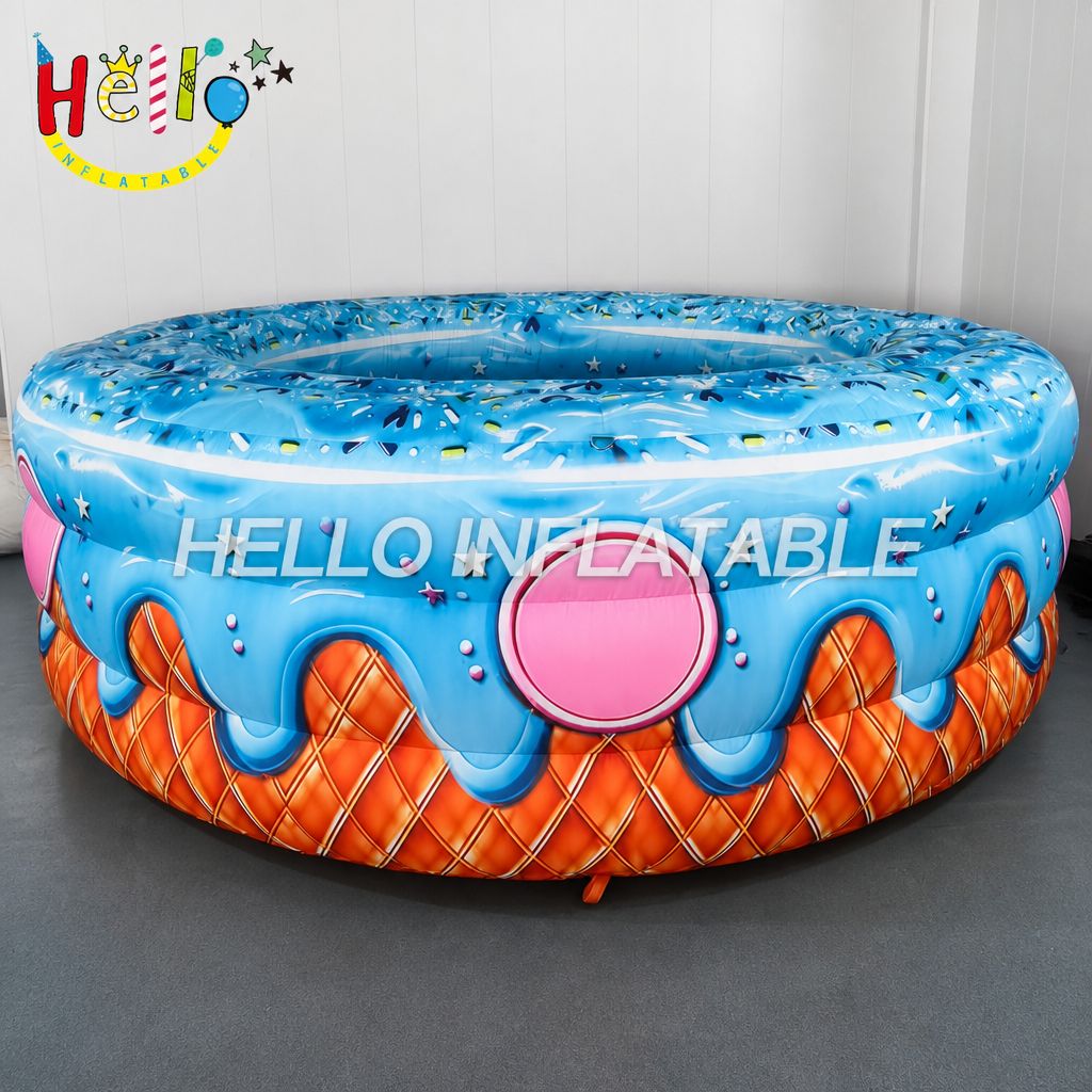 Large Scale Blow Up Frosted Donut Ring with Sprinkles for Ice Cream Shop Dessert Festival Decoration Giant Inflatable Decoration