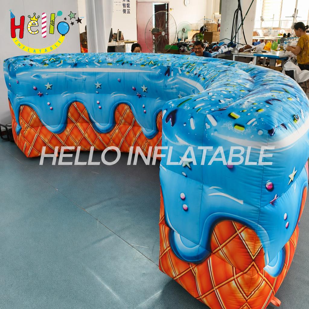 Large Scale Blow Up Frosted Donut Ring with Sprinkles for Ice Cream Shop Dessert Festival Decoration Giant Inflatable Decoration