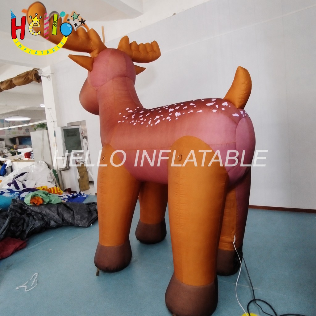 Giant Cute Brown Spotted Fawn Deer Inflatable with White Back Dots for Outdoor Christmas Forest Theme Decoration