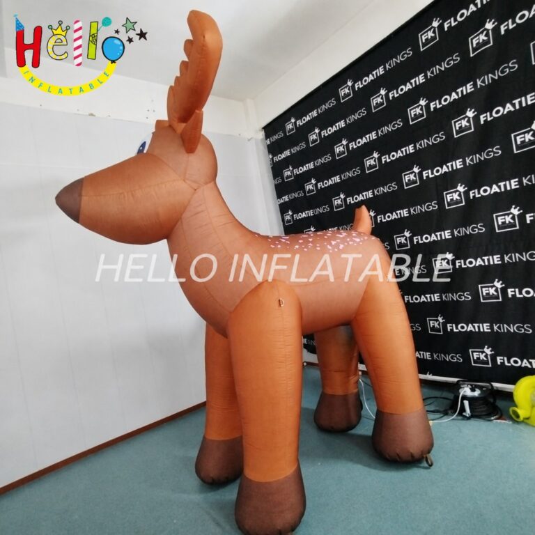 Giant Cute Brown Spotted Fawn Deer Inflatable with White Back Dots for Outdoor Christmas Forest Theme Decoration