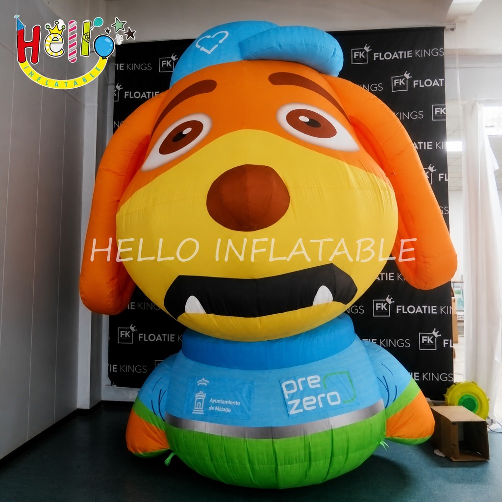 Giant Cute Cartoon Dog Mascot Inflatable with Orange Ears Beret Hat for Outdoor Environmental Campaign Decoration插图 Giant Cute Cartoon Dog Mascot Inflatable with Orange Ears Beret Hat for Outdoor Environmental Campaign Decoration