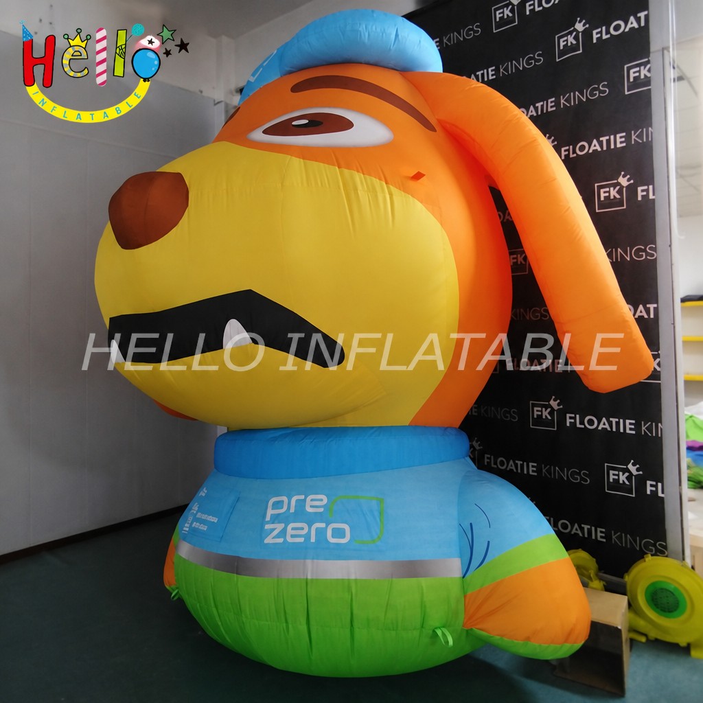 Giant Cute Cartoon Dog Mascot Inflatable with Orange Ears Beret Hat for Outdoor Environmental Campaign Decoration插图1 Giant Cute Cartoon Dog Mascot Inflatable with Orange Ears Beret Hat for Outdoor Environmental Campaign Decoration