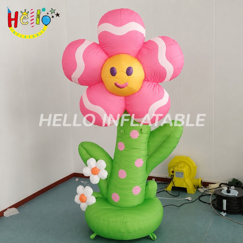 Giant Cute Cartoon Flower Inflatable with White Stripe Petals Smiley Face for Outdoor Garden Spring Theme Decoration插图 Giant Cute Cartoon Flower Inflatable with White Stripe Petals Smiley Face for Outdoor Garden Spring Theme Decoration