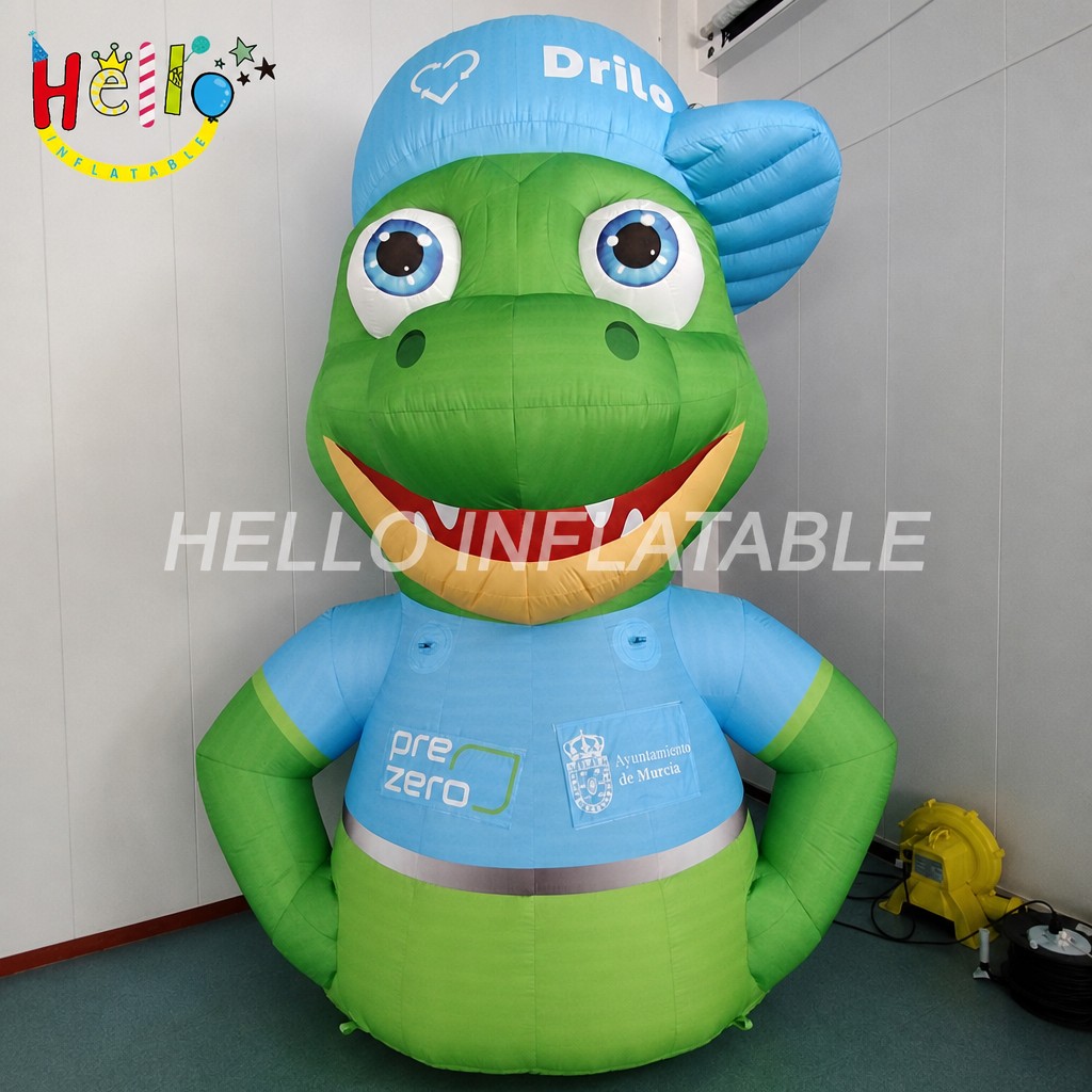 Giant Cute Green Dinosaur Mascot Inflatable with Baseball Cap Smiley Face for Outdoor Environmental Campaign Decoration插图 Giant Cute Green Dinosaur Mascot Inflatable with Baseball Cap Smiley Face for Outdoor Environmental Campaign Decoration