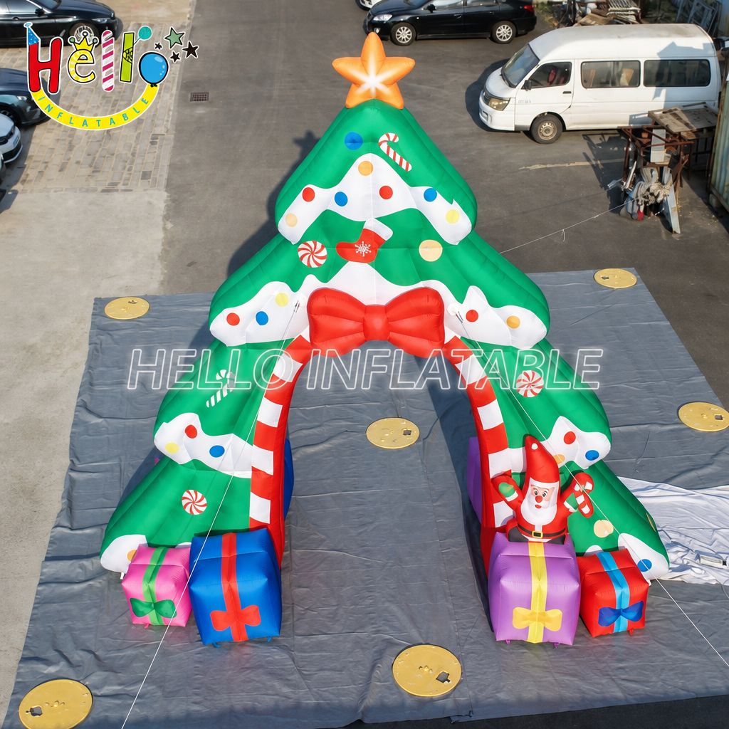 Giant Inflatable Christmas Tree Archway with Candy Cane Border Star for Outdoor Holiday Entrance Decoration插图 Giant Inflatable Christmas Tree Archway with Candy Cane Border Star for Outdoor Holiday Entrance Decoration