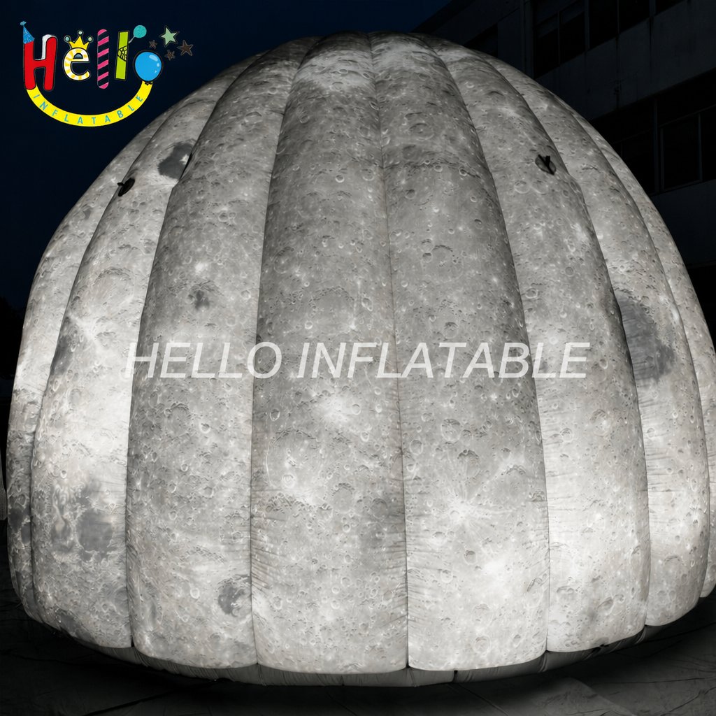 Giant Inflatable Moon Dome with Crater Surface Print for Space Theme Exhibition Outdoor Decoration